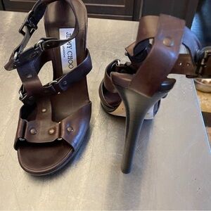 Jimmy Choo Dark Brown Strappy Heels
